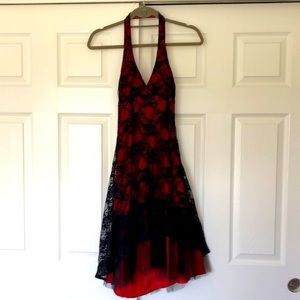 Black and red lace dress